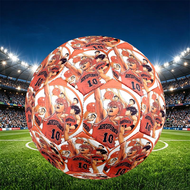 SLAM DUNK Print Size 5 Soccer Ball, PU Wear Resistant Football for Match Training and Daily Practice, Birthday Gift for Soccer Fans