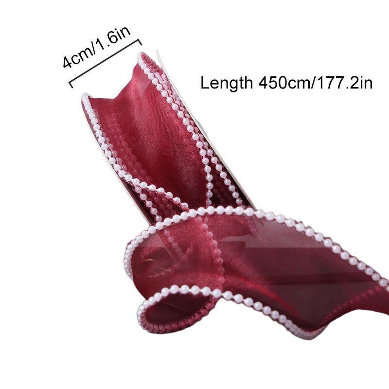 5 Yards Wrapping Ribbon DIY Mesh Gauze 4cm Fish Tail Yarn Solid Color Silk Pearl Edge Flower Bouquet Packaging