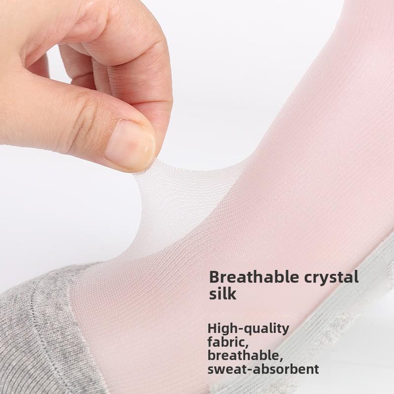 5 Pairs Men's Socks Summer Thin Fashion Crystal Wire Breathable Sweat Absorption Heel Glass Wire Boat Socks Henin Socks