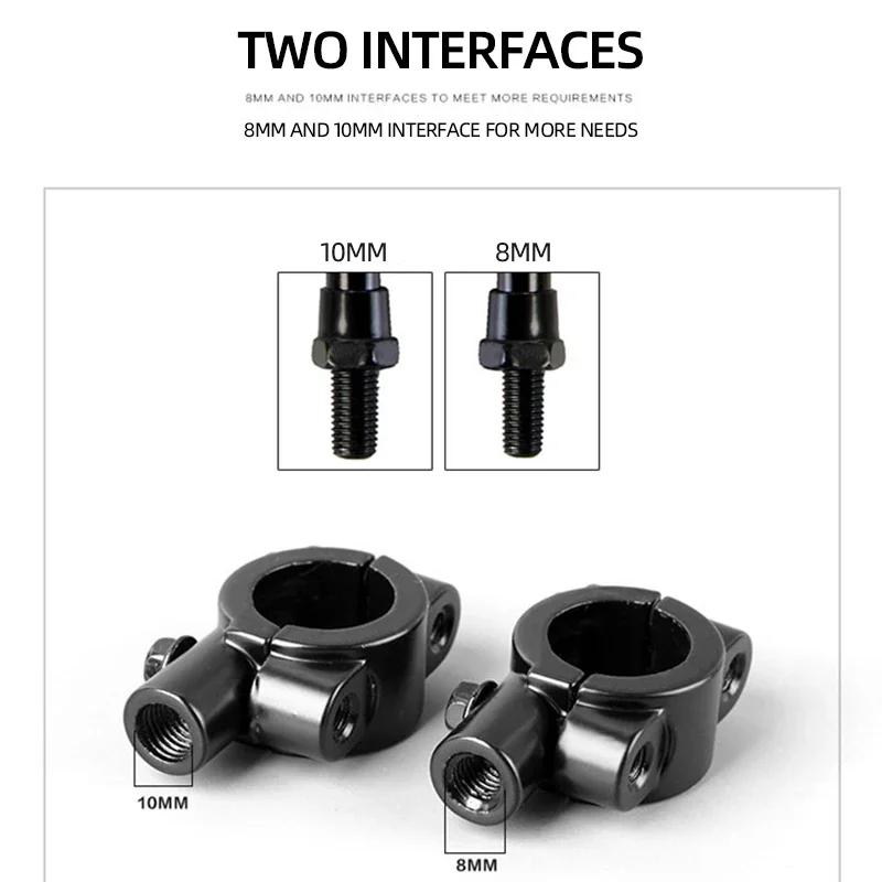 2PCS Black Silver Motorcycle Handlebar Mirror Mount Clamp Rear View Mirror Holder Bracket 22mm 10mm 8mm 10mm 25mm For Harley