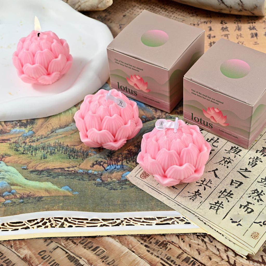 Świeca Zapachowa Nisza Wysokiej klasy Zapach Długotrwała Ozdoba Prezent Symulacja Kształtu Lotosu Wosk