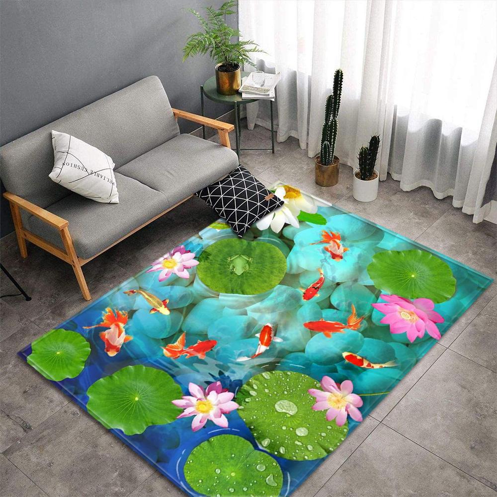 3D Beach Sea Carpets Home Decor Pebble Lotus Pond Living Room Area Rug Bedroom Rug for Boys Floor Mat Soft Kitchen Rug Doormat