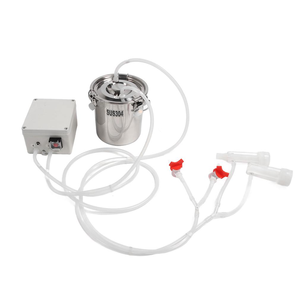 Máquina de Ordenha Elétrica 3L Mãos Livres Balde de Aço Inoxidável Tubo de Copo de Silicone Portátil Máquina de Ordenha por Impulso 100‑240V Plugue UE