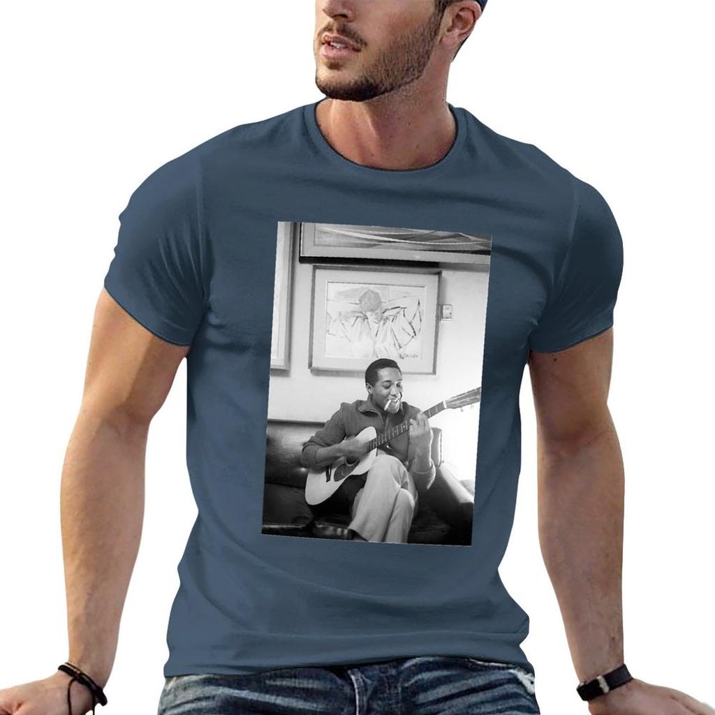Sam Cooke Playing Guitar Classic Tshirt Plus Size Workout Short Sleeve Top