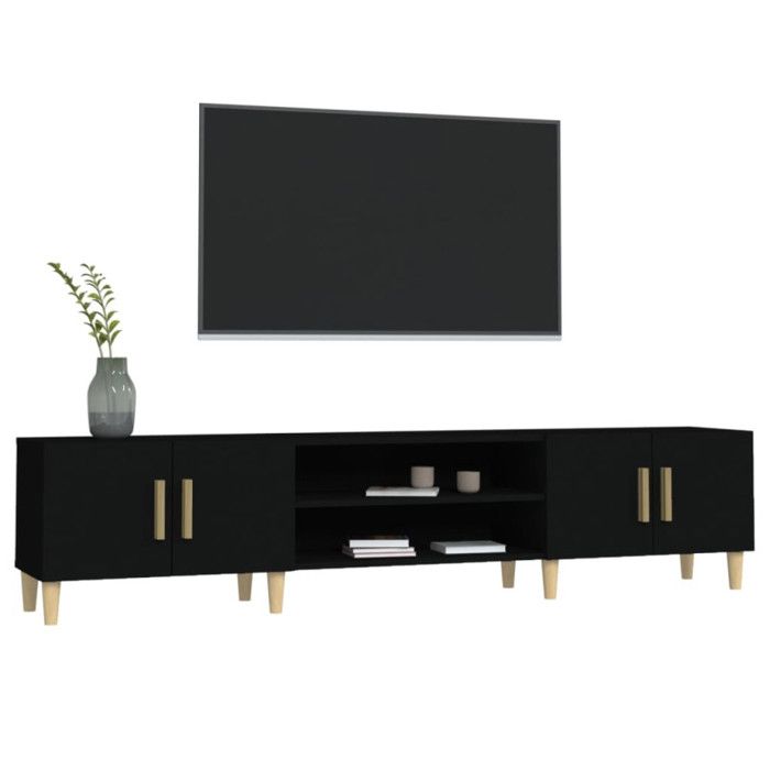 VidaXL Meuble TV noir 180x31,5x40 cm bois d'ingénierie 816257