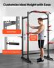 Power Cage Power Rack, Multifunctional Barbell Squat Rack with Adjustable Height, Home Gym Strength Training Workout Equipment with J-Hooks & More