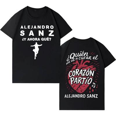 Singer Alejandro Sanz 2026 Trendy Graphics Short Sleeve Top Men Women Hip Hop High Quality Punk Casual Y2K Clothing Fans Gift