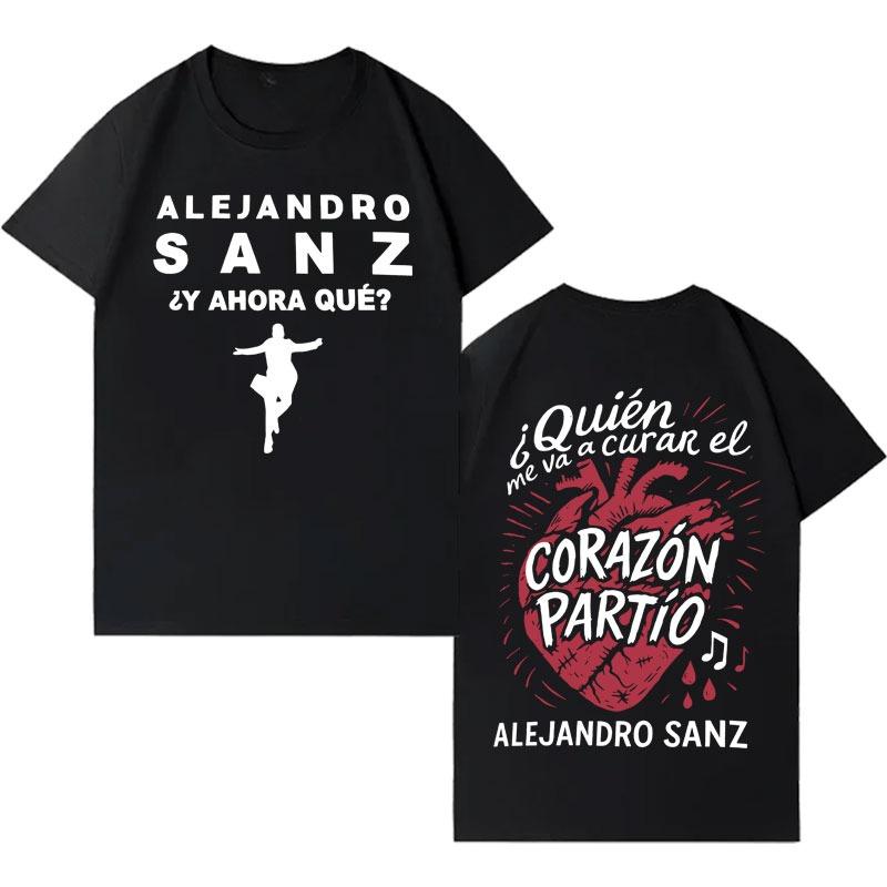 Singer Alejandro Sanz 2026 Trendy Graphics Short Sleeve Top Men Women Hip Hop High Quality Punk Casual Y2K Clothing Fans Gift