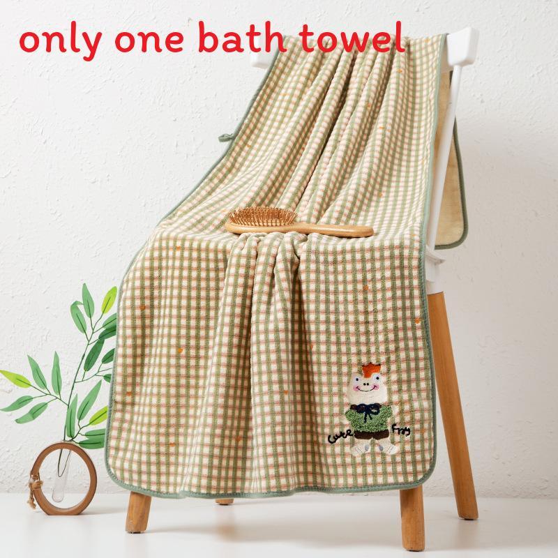 Coral Fleece Bath Towel With Animals Embroidery For Adults And Couples Home Use Gift