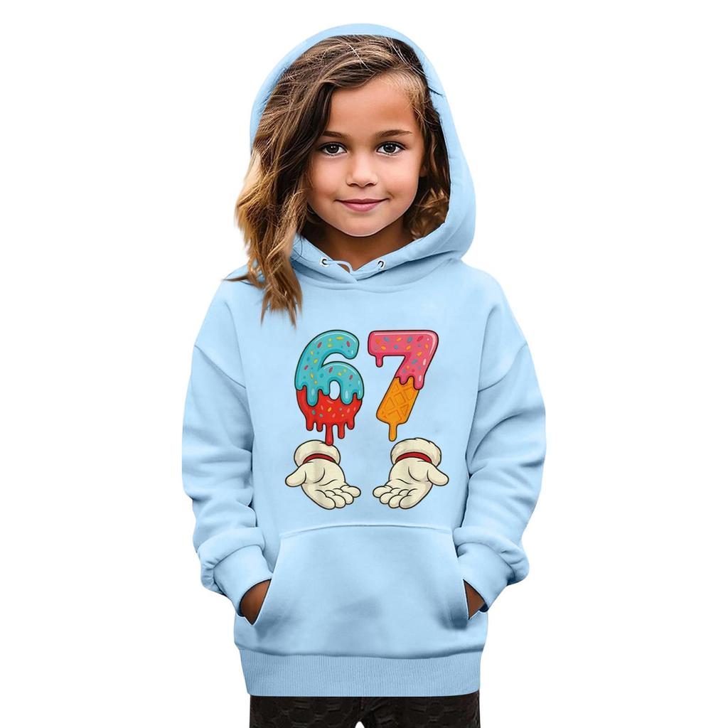 Moda Infantil Jersey Estampado Casual Manga Larga Cuello Redondo Sudadera con Capucha
