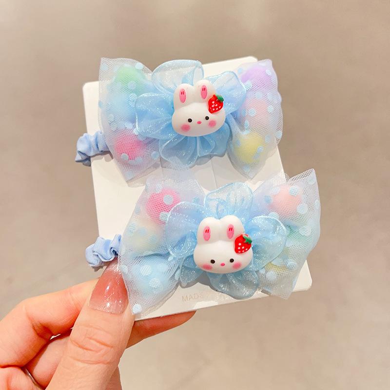 Kids' Flower Cartoon Hair Ties - Gentle Ponytail Ropes with Bow Elastics for Girls