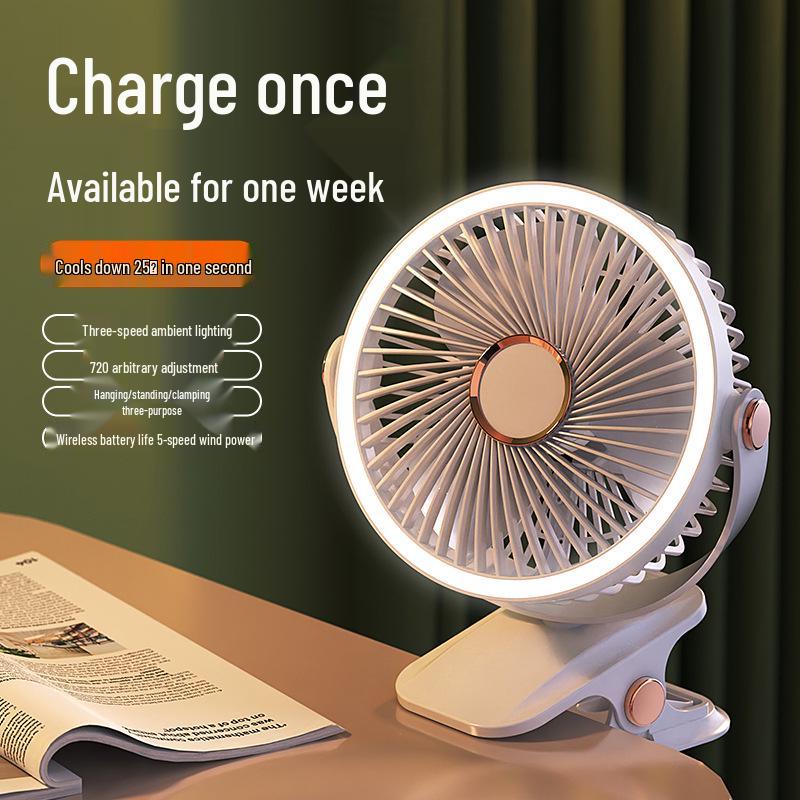 Portable Multifunctional Clip Fan: Strong Wind & Long Battery Life for Desktop or Outdoor Use