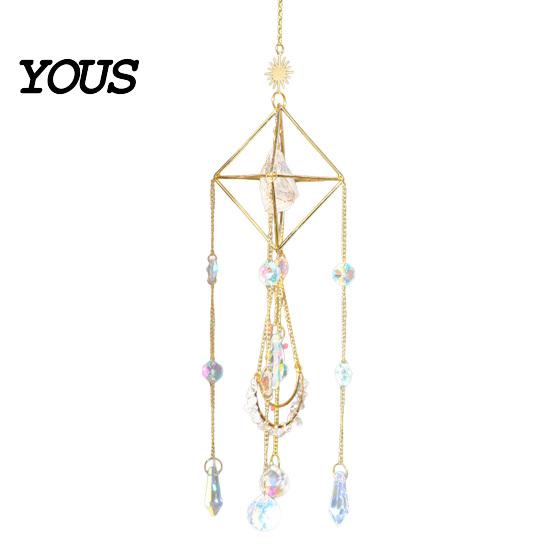 Wind Chime Faux Crystal Suncatcher for Window, Natural Stone Rainbow Maker with Prism Home Decoration Pendant Indoor Outdoor, Home, Garden,
