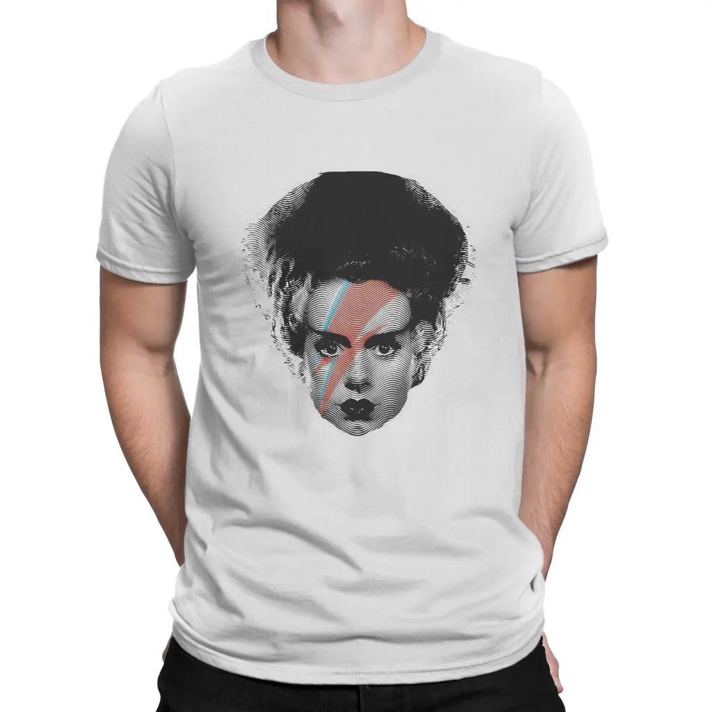 Bride T Shirt Men's  Cotton Fun T-Shirts Round Neck Cool Cool B-Bowie Tees Short Sleeve Clothing Party