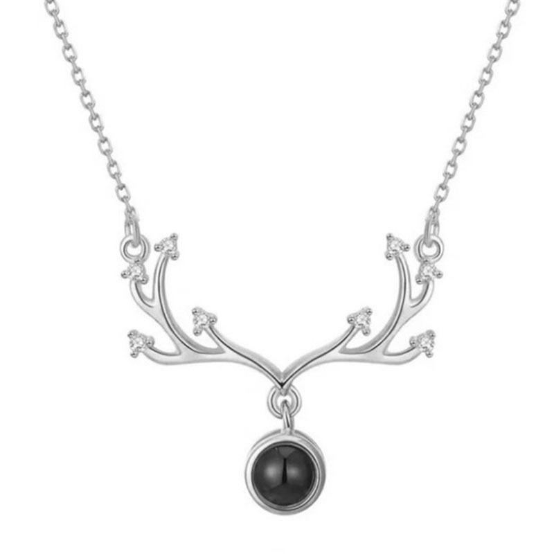 Christmas Gift, Love Language, I Love You Necklace, a Deer with You, Reindeer Snowflake Pendant