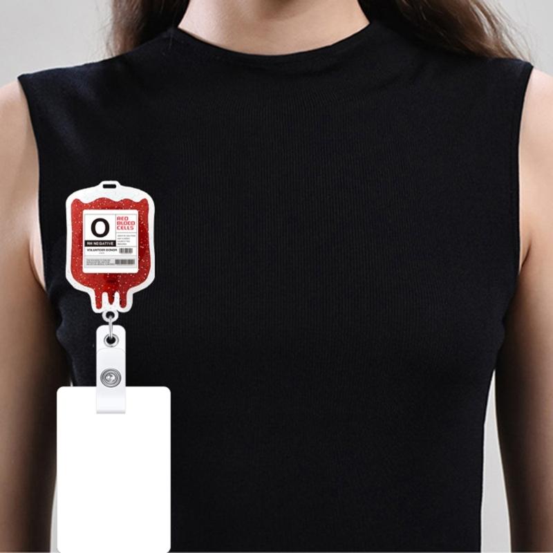 Stylish Blood Type Badge Holder Blood Type Badge Reel Acrylic Material Badge Holder Perfect for Healthcare Professionals
