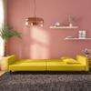 2 Seater Sofa Bed with 2 Cushions Yellow Velvet