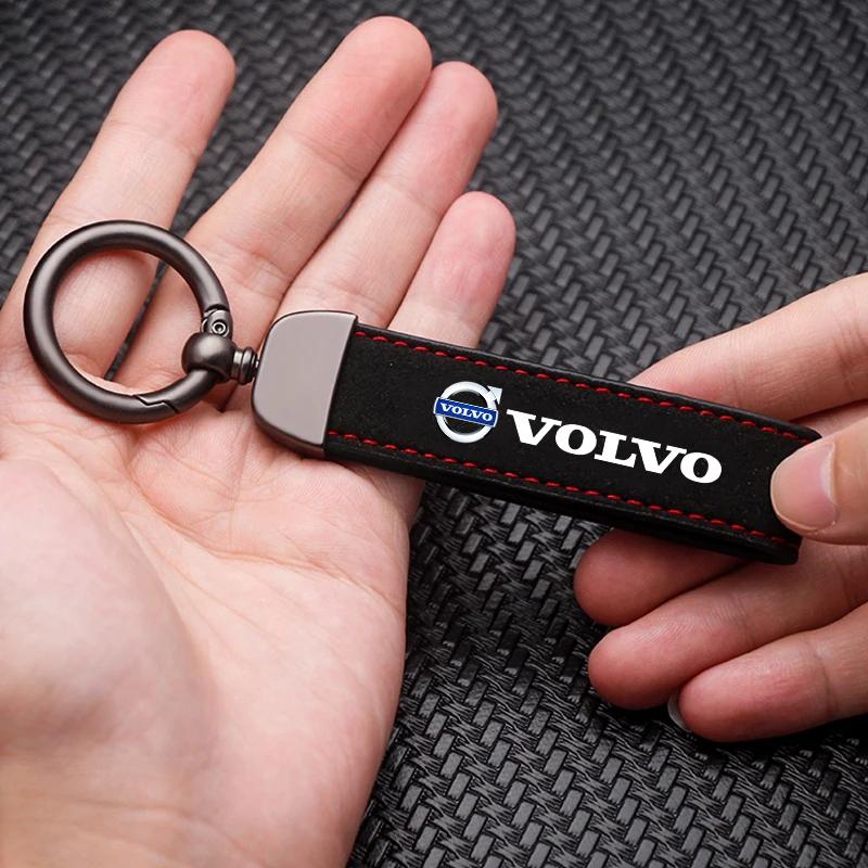 Semišový klíčenka na klíče od auta Zinková slitina Kroužek na klíče Příslušenství Pro Volvo XC-Classic V60 V40 XC90 S60 XC60 V70 S90 XC40 V90 EX90 EM90 S80L T6