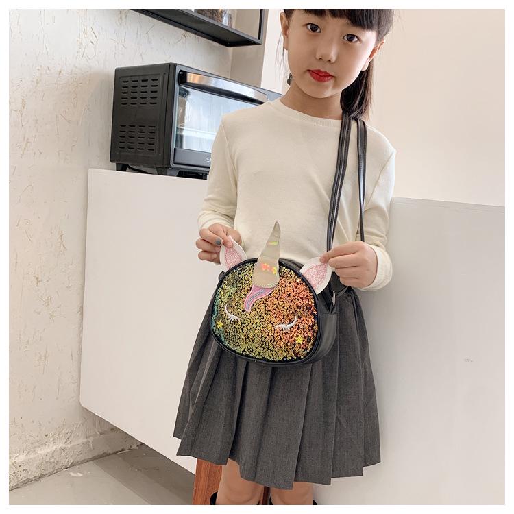 Iridescent Unicorn Cartoon Princess Crossbody Bag for Baby Girls
