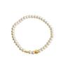 18k Gold Plated Freshwater Pearl Bracelet: Minimalist Geometric Design with Silver Beads.