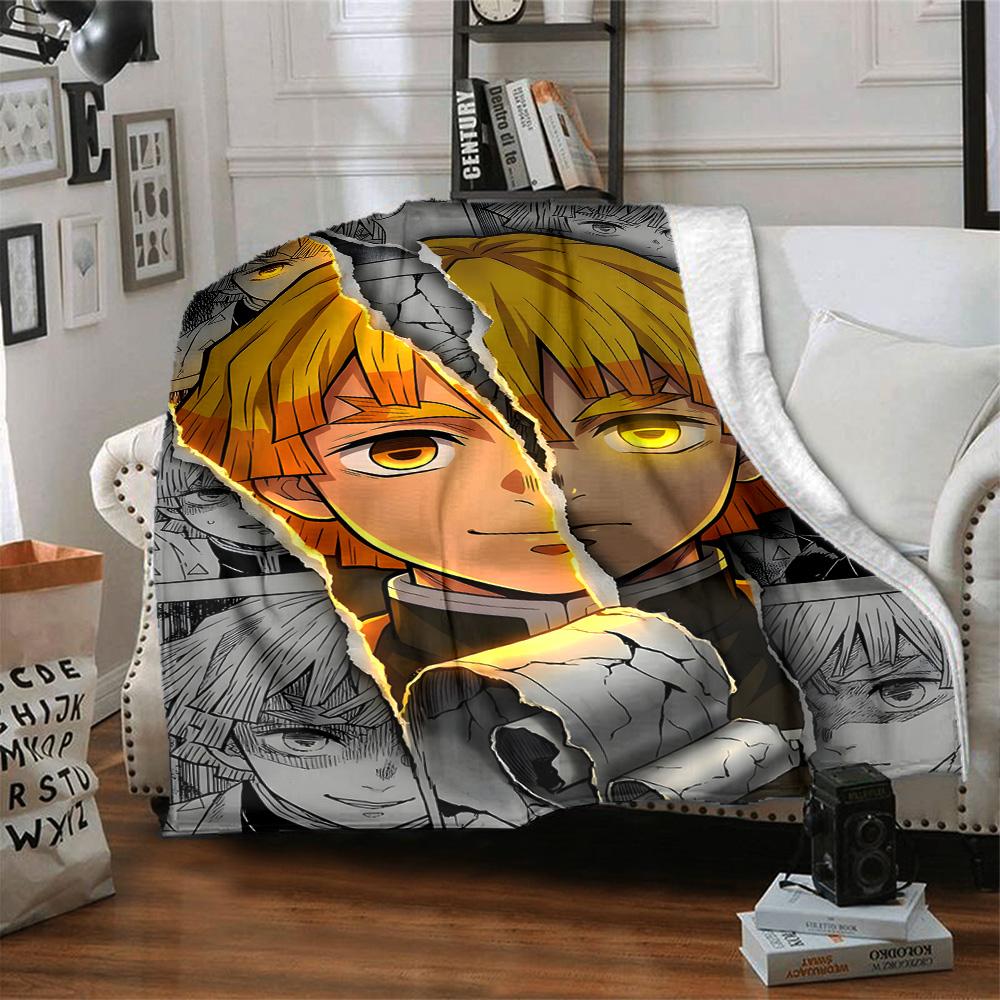 1pc Agatsuma Zenitsu Blanket, Gift, for Men and Women, Soft Blanket, Good for Sofa Bed Couch Travel, Lightweight Flannel Blanket