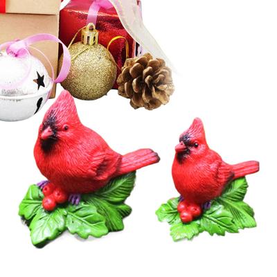 Christmas Red Bird Decorations Small Red Bird Christmas Decorations Resin Animal Seasonal Statues For Holiday Winter Indoor