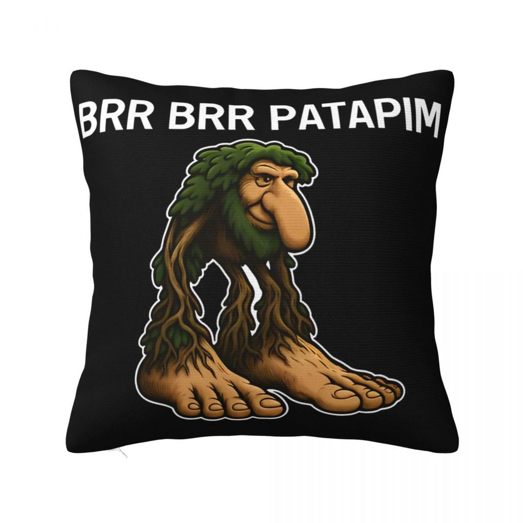 Brr Brr Patapim Italian Brainrot Pillowcase Polyester Cushion Cover Decor Meme Throw Pillow Case Cover Home Square 40X40cm