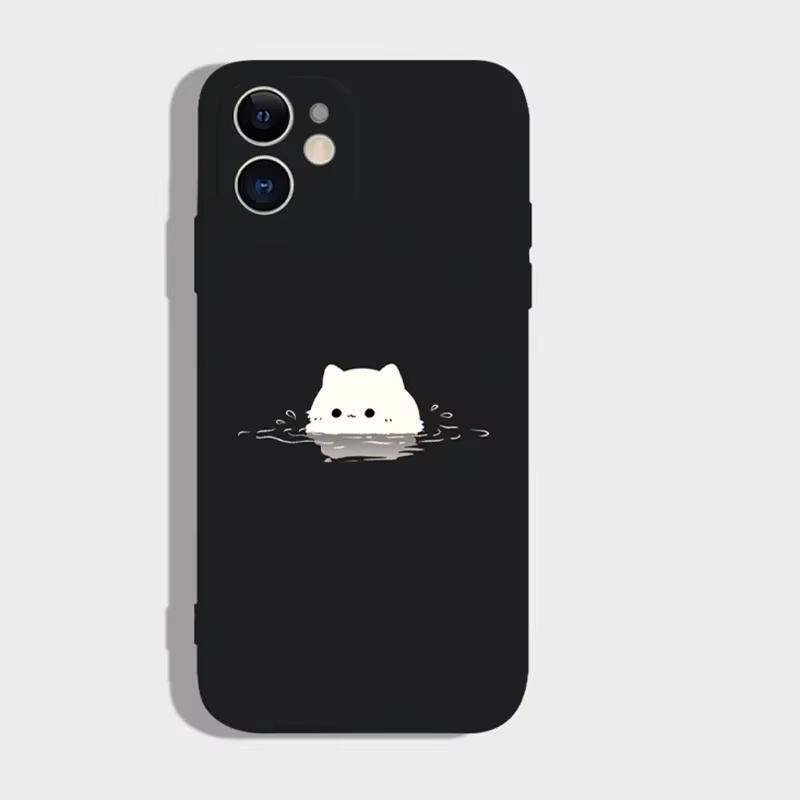 Funny Black White Cat Lovers Couple Phone Case For iPhone 16 15 14 13 12 11 Pro Max XS X XR 7 8 SE Silicon Paired Cover Funda