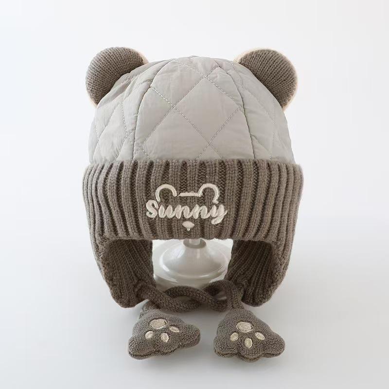 Baby Winter Wool Hat with Ear Protection - Korean Style, Warm, Windproof Outdoor Lei Feng Design серый