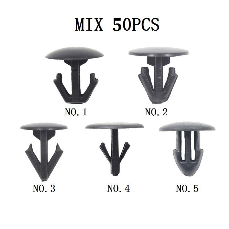 50 Pcs Mix Car Fixed Screw Square Round head Nut Screw Fixed Grommet Clip Plastic Snap In Fastener
