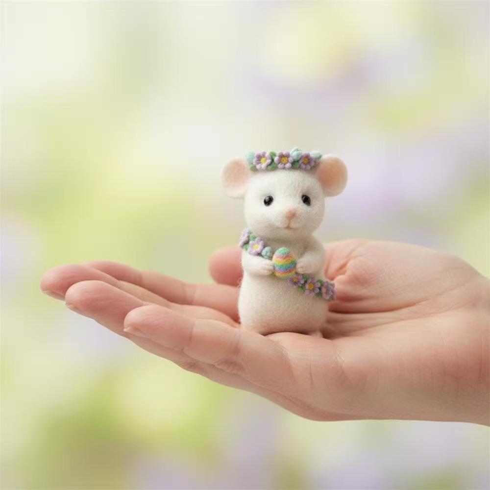 Craft Needle Felting Supply Needle Felted Mouse Handmade Figurine Gifts Felt Mice Ornaments Cute Mouse Mouse Collectible Easter