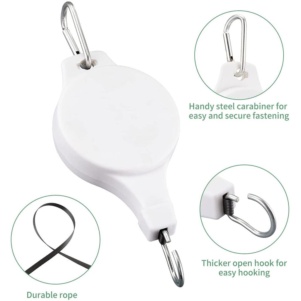 1Pcs Plant Hook Pulley, Retractable Plant Hanger Easy Reach Hanging Flower Basket for Garden Baskets Pots and Birds Feeder