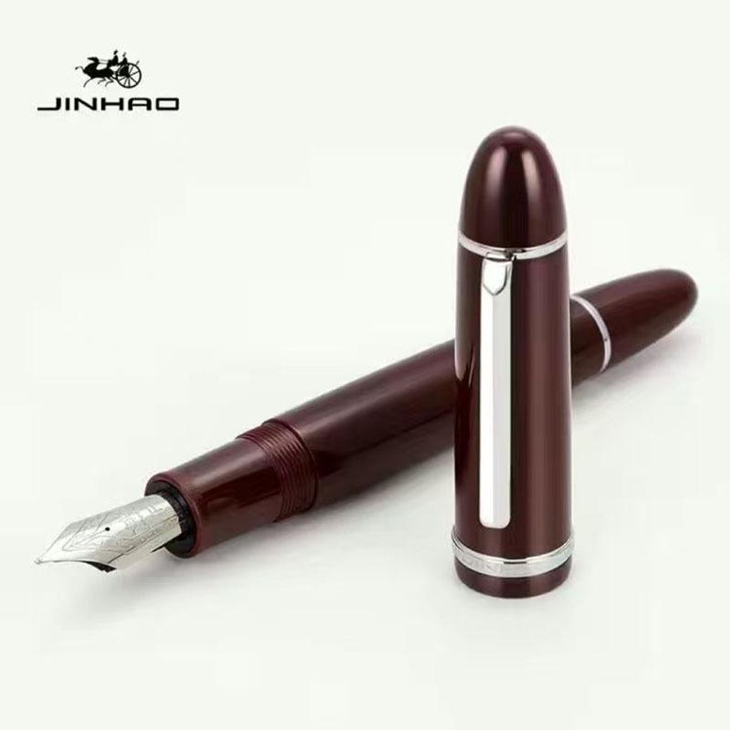Jinhao X159 Gold Steel Fountain Pen with 40mm Iridium Nib, Straight Clip, and Giant Spiral Cap