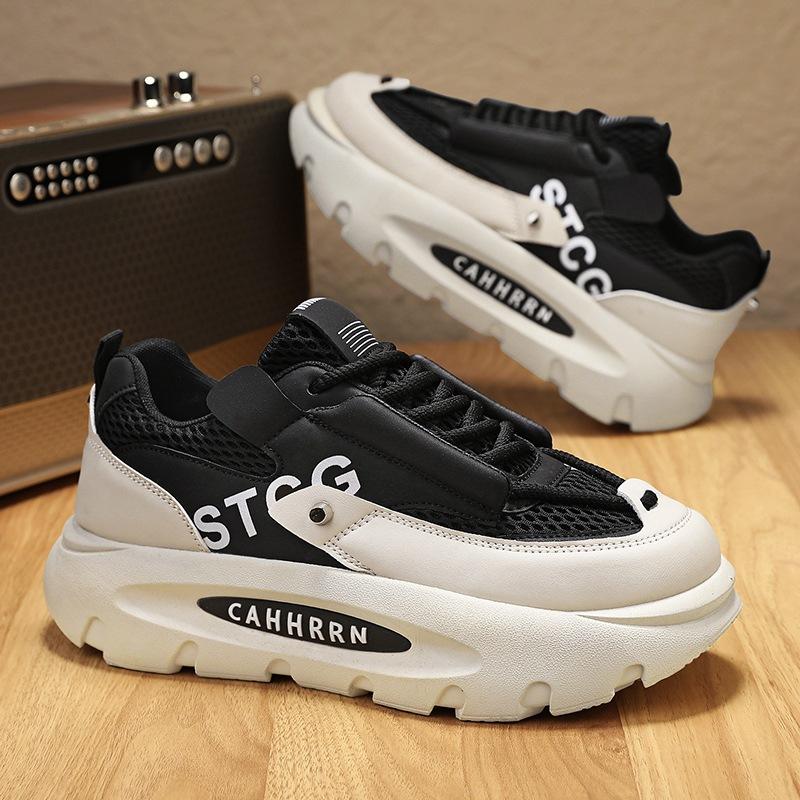 

Мужские туфли с толстой подошвой, увеличивающие рост, весенние и летние сетчатые повседневные туфли для пап, мужские дышащие спортивные модные туфли для студентов, новинка 2025 года 39