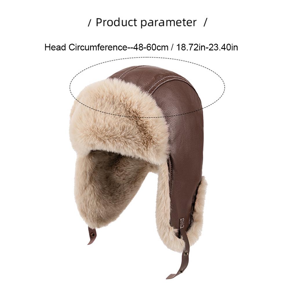 Winter Thick Warm Ushanka Hat For Men Women's Pilot Aviator Bomber Trapper Hat Faux Fur Leather Snow Cap with Ear Flaps