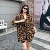 Summer Ladies Premium Retro Fashion Leopard Print Loose Short Sleeve Shirt Casual Blazer Coat Outerwear