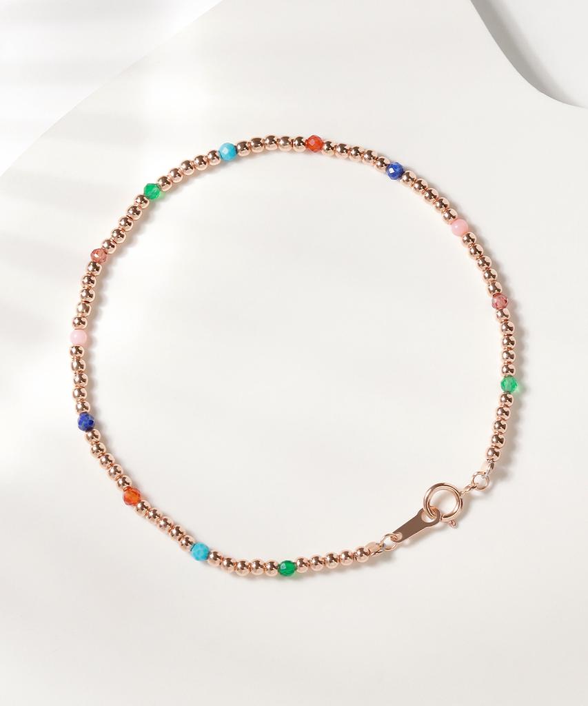 Mcel 14K Full Cocktail Gemstone Golden Ball Bracelet