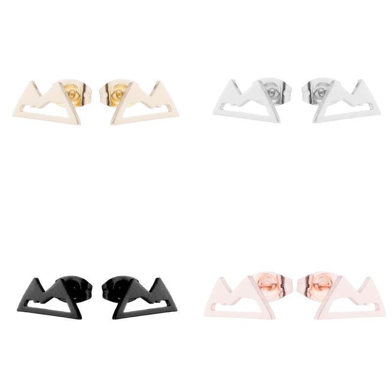 European & American Hollow Snow Mountain Stainless Steel Ear Cartilage Stud Earrings