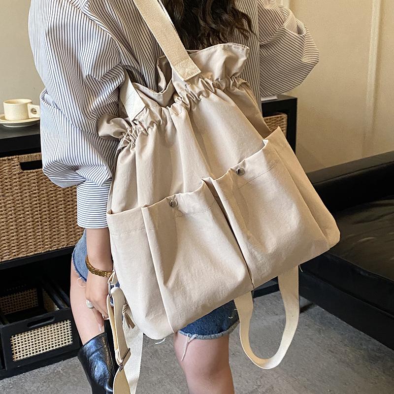 Women's Pleated Multi-Function Backpack Lightweight Large Capacity Tote Shoulder Bag