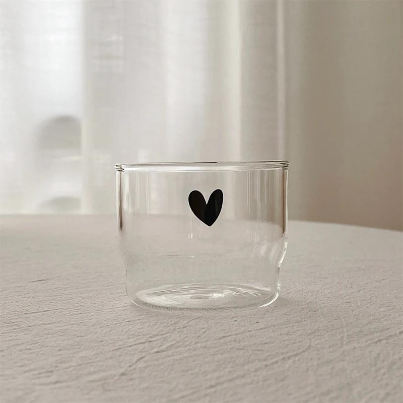 Korean Smile Glass Cup Cute Transparent Drinkware Stackable Transparent Bottle Breakfast Drinking Cups Coffee Utensil Couple Mug