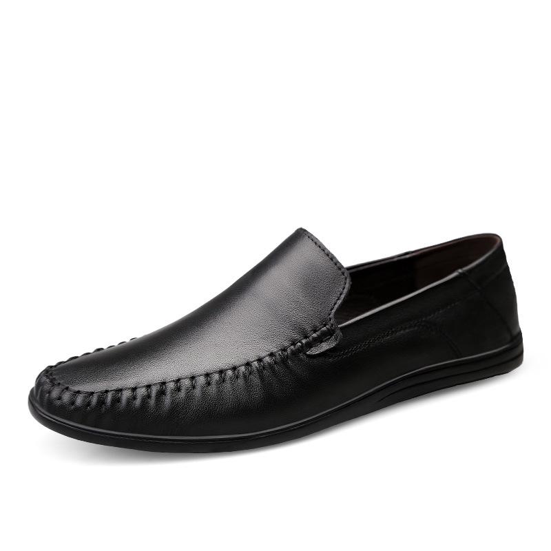 Men s Genuine Leather Slip-on Work Loafers - Cowhide Casual Shoes for Spring and Autumn 37