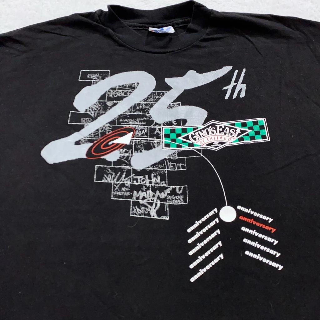 Vintage 90s GINO'S EAST CHICAGO DEEP DISH PIZZA T-Shirt LARGE/XL Single Stitch
