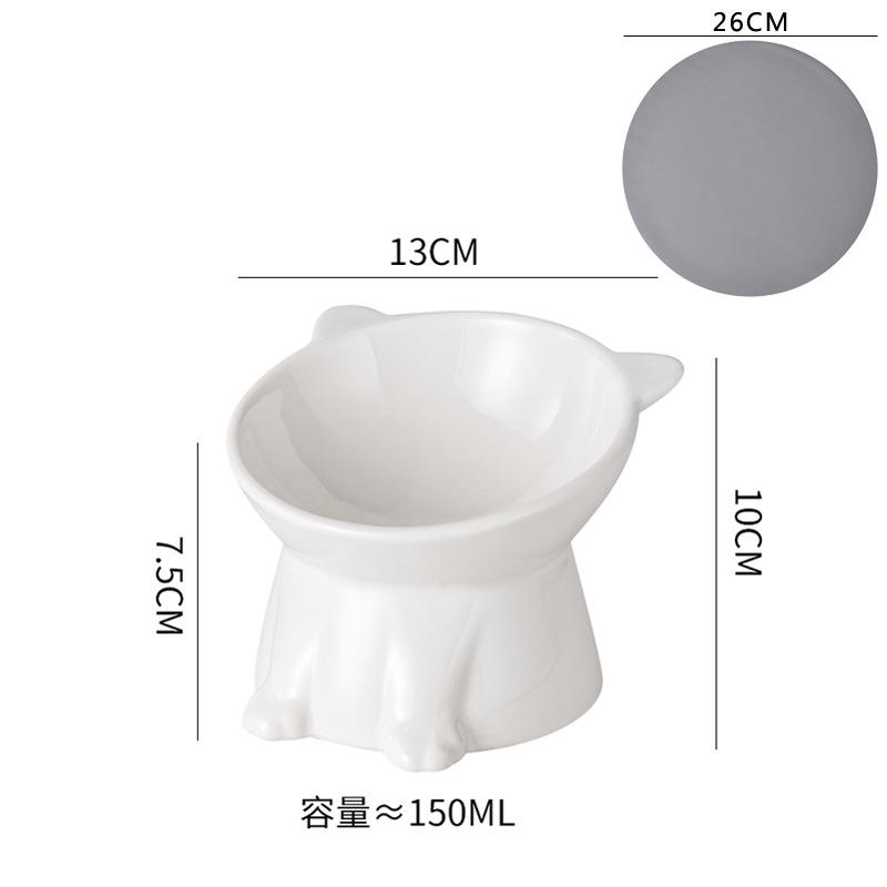 Ceramic Cat Bowl Anti Spill Elevated Cat Food Dish Slanted Design Neck Protection Pet Feeding Bowl