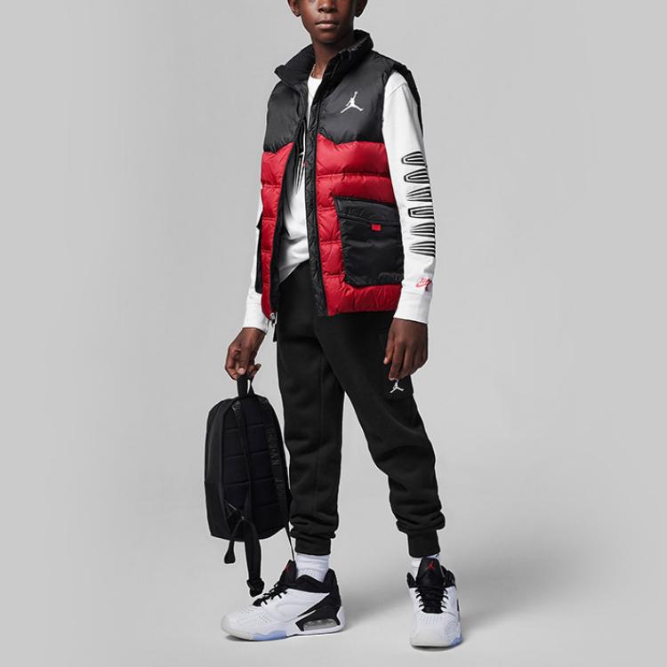 Jordan Logo Solid Color Zip Stand Collar Vest Kids Vest Red FB1673-687