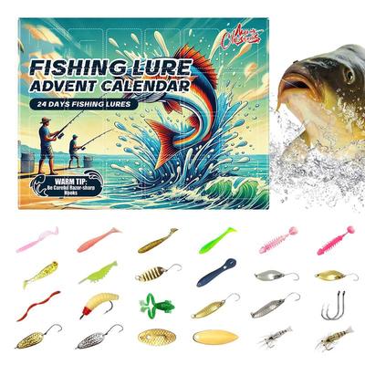 24 Day Fishing Lure Christmas Advent Calendar BrightColor Countdown Calendar Fishing Accessories Lures Set For Christmas Fishing