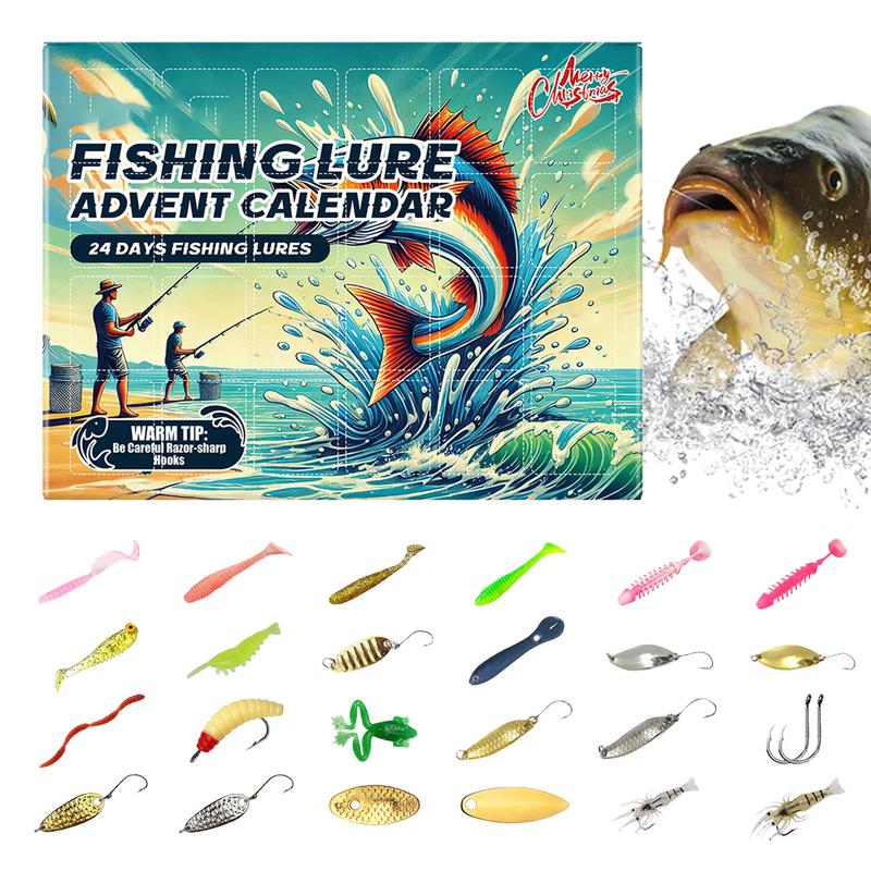 24 Day Fishing Lure Christmas Advent Calendar BrightColor Countdown Calendar Fishing Accessories Lures Set For Christmas fishing