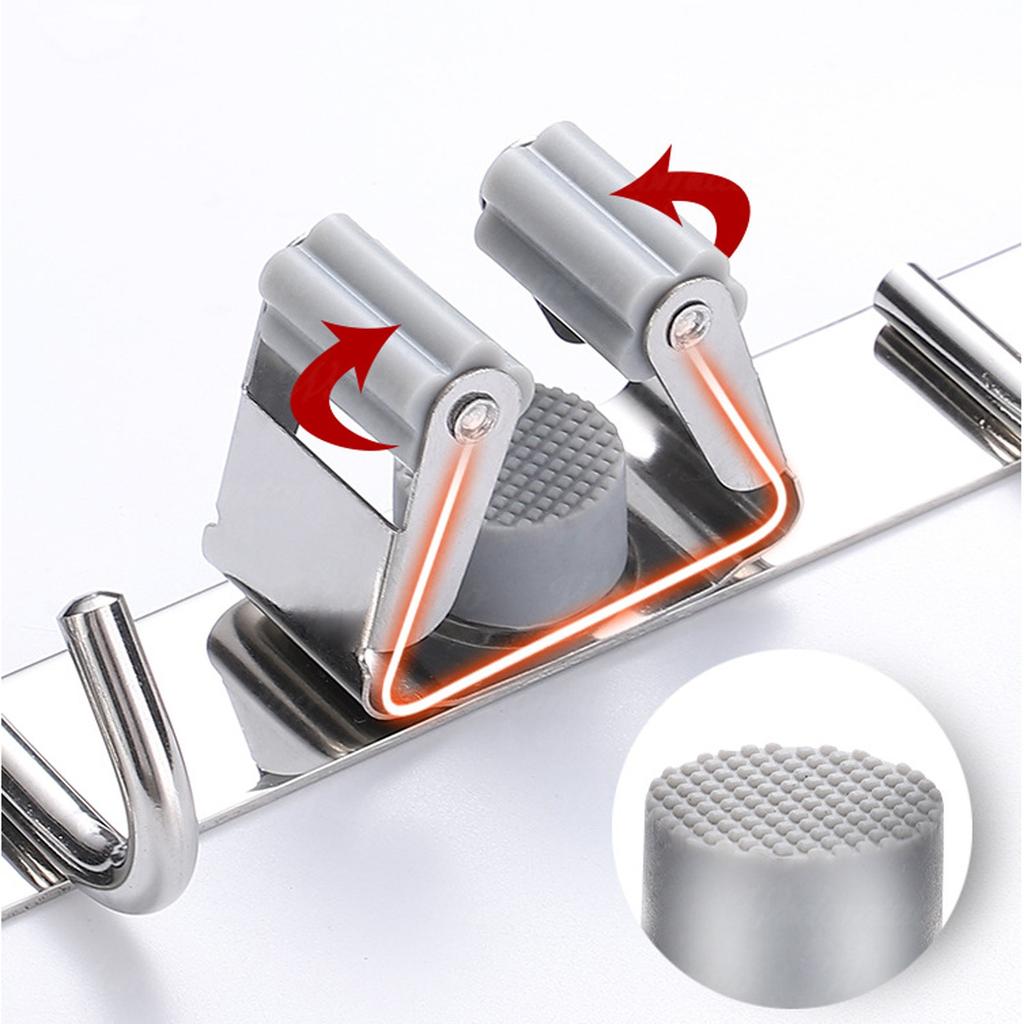 Wall Mounted Mop Rack  2 Racks And 3 Hooks  Stainless Steel Mop Rack Receive 2ML