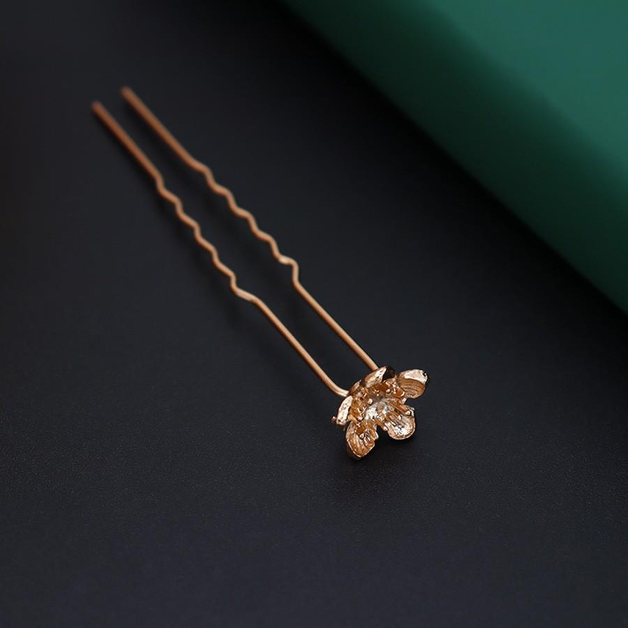 Alloy Electrophoresis Color-Preserving Plum Blossom Tray Diy Antique Hairpin Body, Retro Diamond-Encrusted Step Hairpin Body