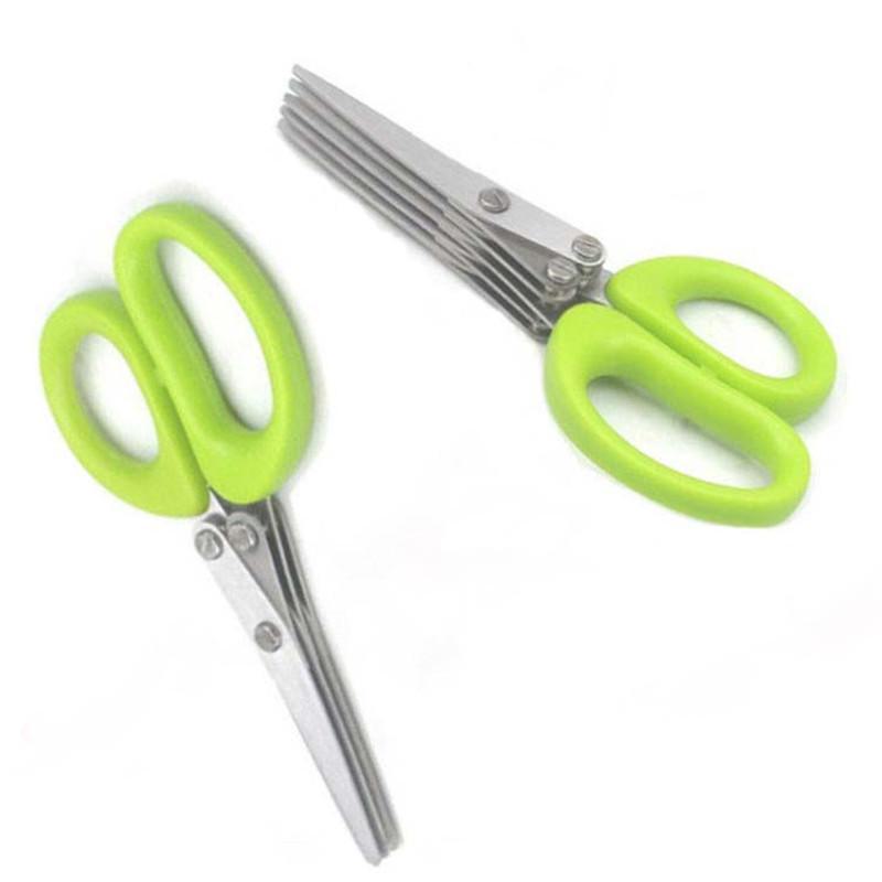 Multipurpose Stainless Steel 5-Layer Kitchen Scissors - Ideal for Herbs, Spices, Seaweed, and Office Use
