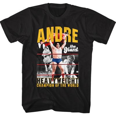 Andre The Giant WWF T-Shirt Champion of the World Official Black Cotton SM5XL Unisex T-Shirt